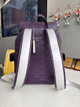 Load image into Gallery viewer, Back view showing silver shoulder straps, top carry handle and rear zipper.